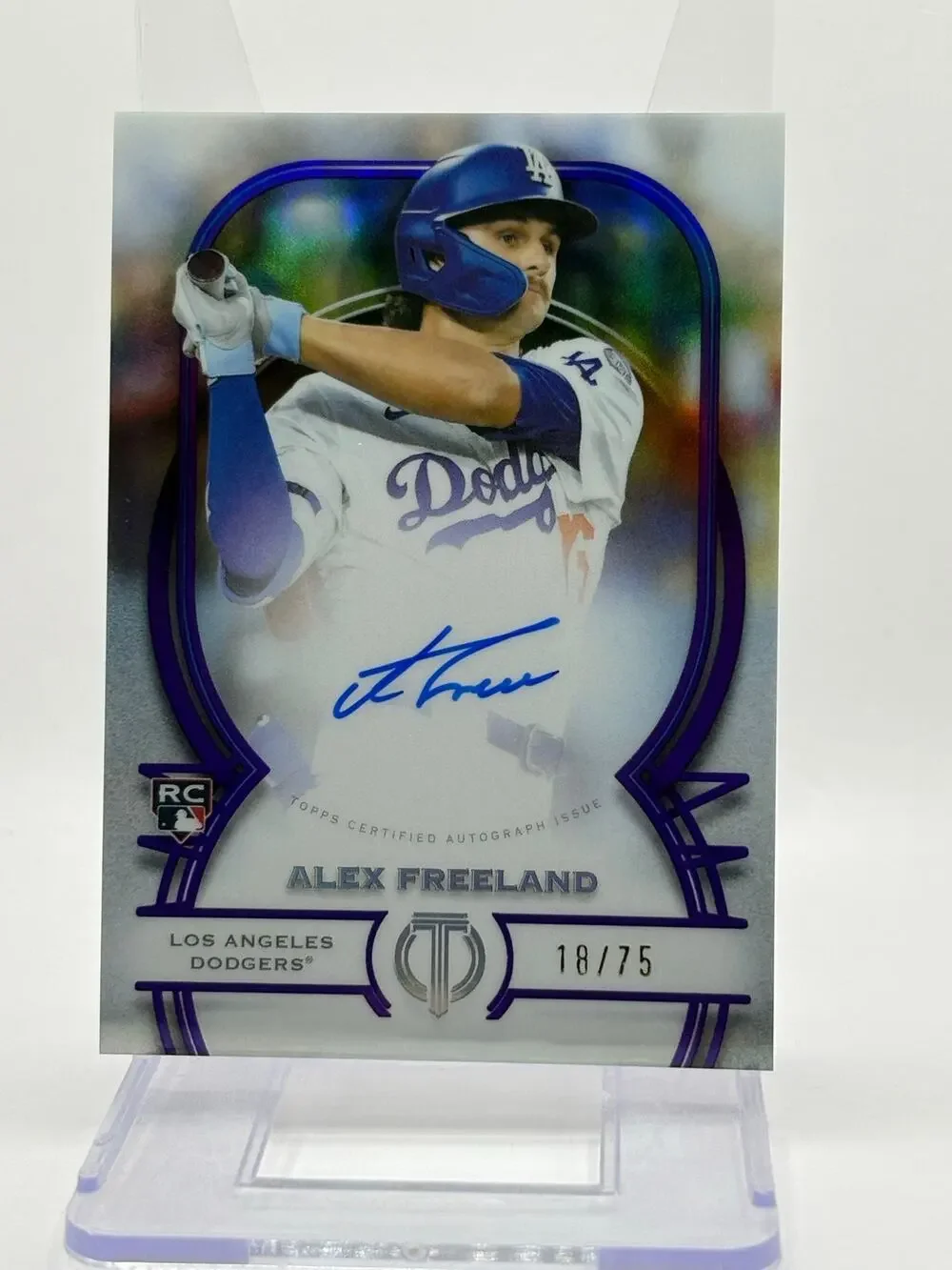 2026 Topps Tribute Alex Freeland Rookie Purple On Card Auto 18/75 SP Dodgers RC